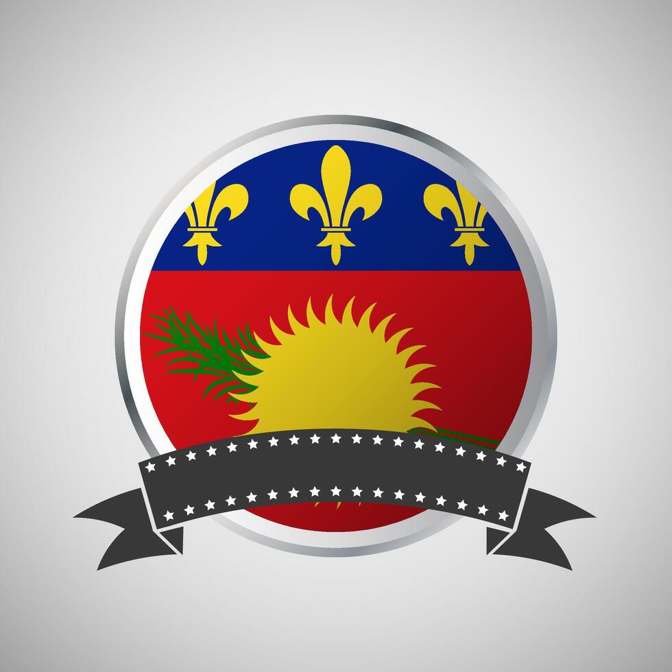 Vector Guadeloupe Round Flag Banner Vector Illustration