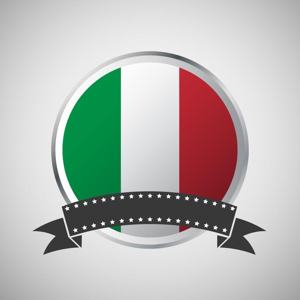 Vector Italy Round Flag Banner Vector Illustration