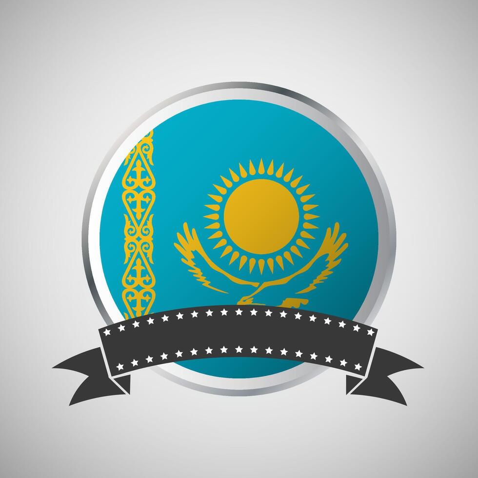 Vector Kazakhstan Round Flag Banner Vector Illustration