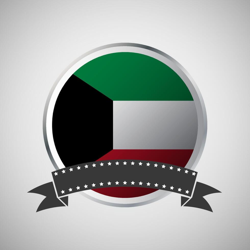 Vector Kuwait Round Flag Banner Vector Illustration