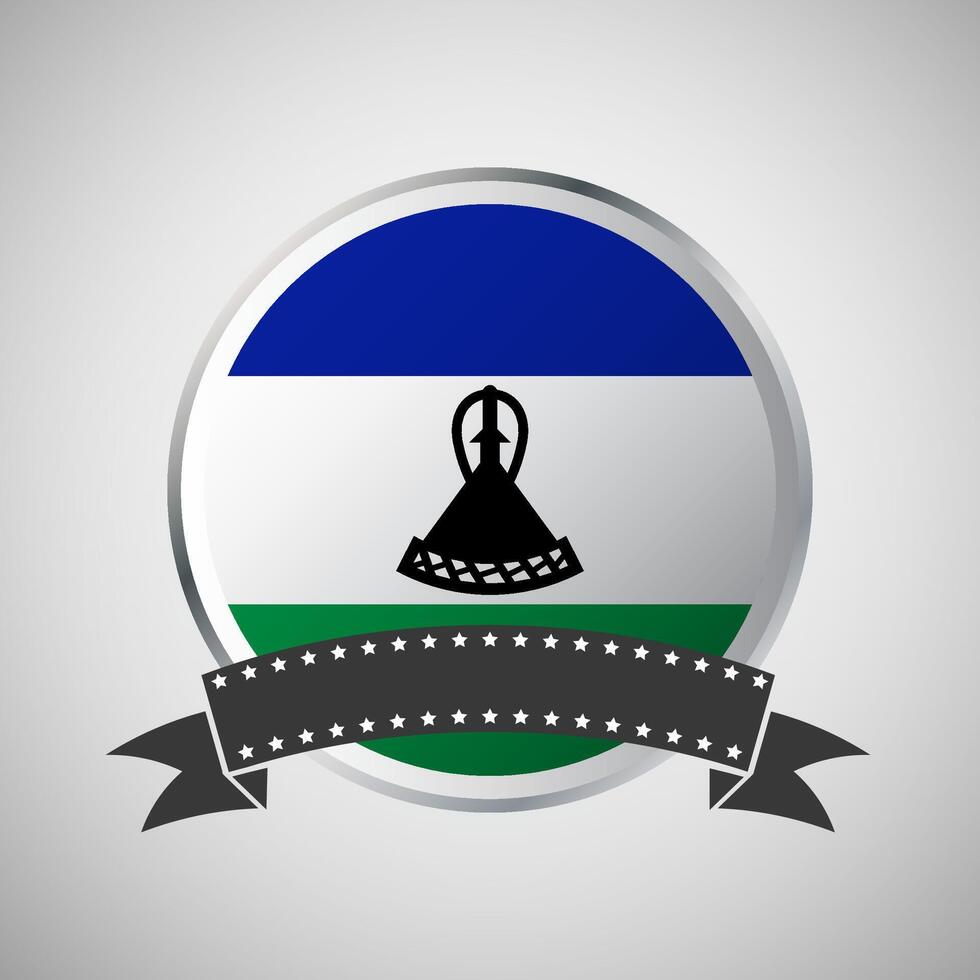 Vector Lesotho Round Flag Banner Vector Illustration