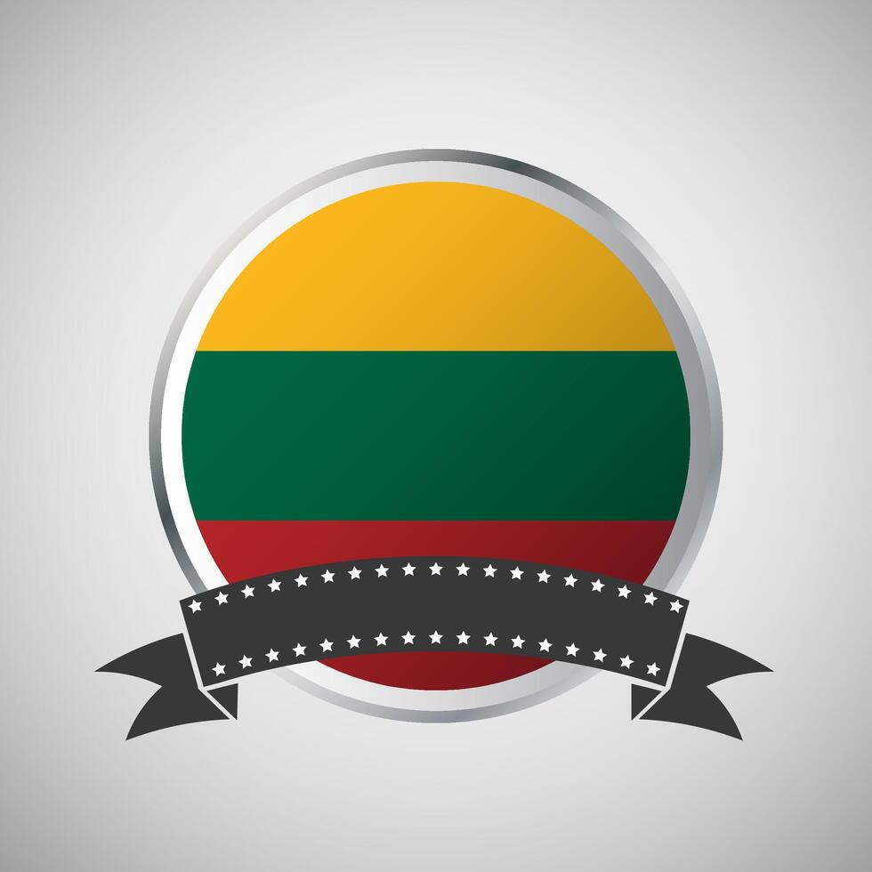 Vector Lithuania Round Flag Banner Vector Illustration