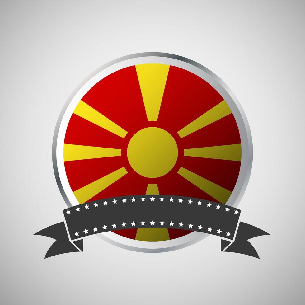 Vector Macedonia Round Flag Banner Vector Illustration