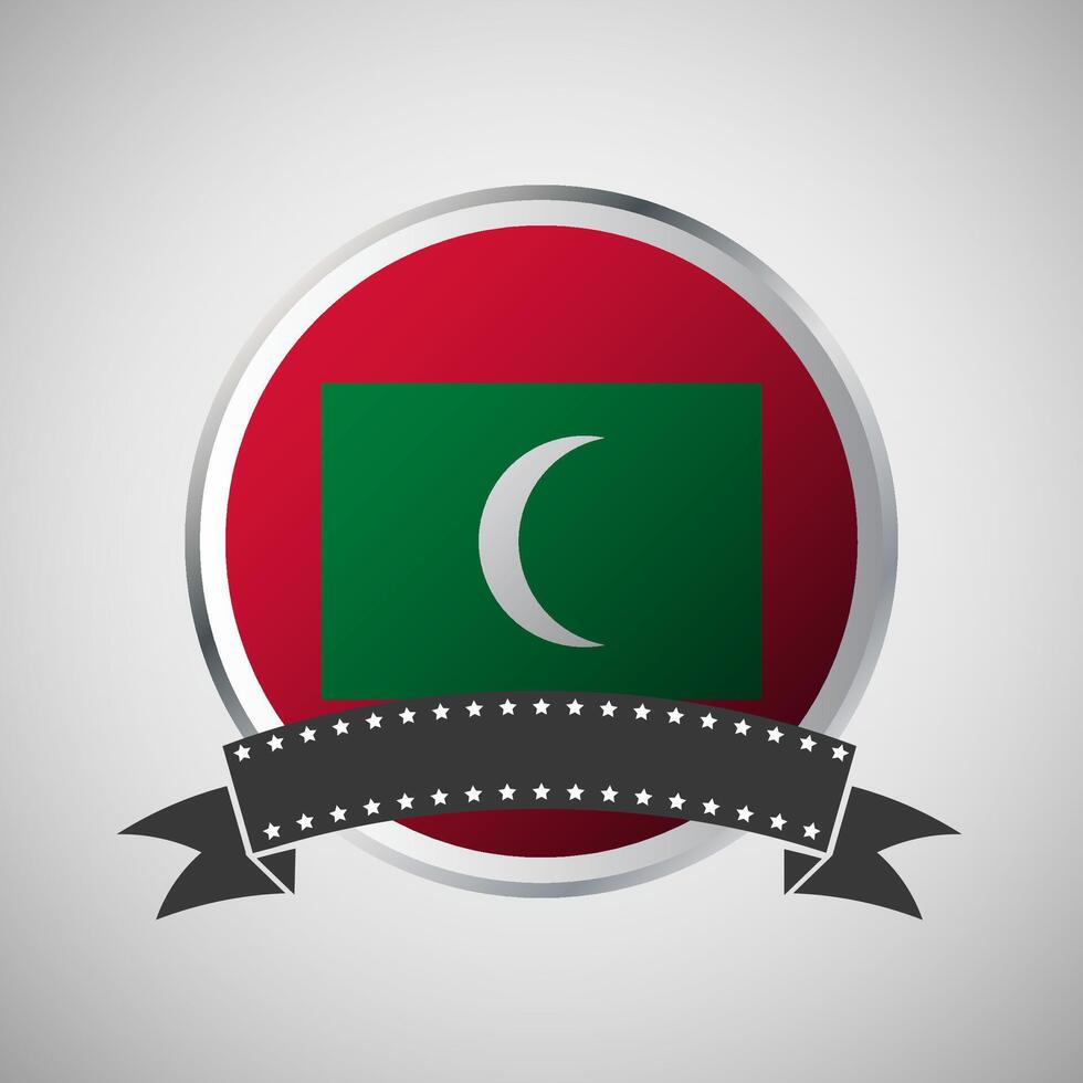 Vector Maldives Round Flag Banner Vector Illustration