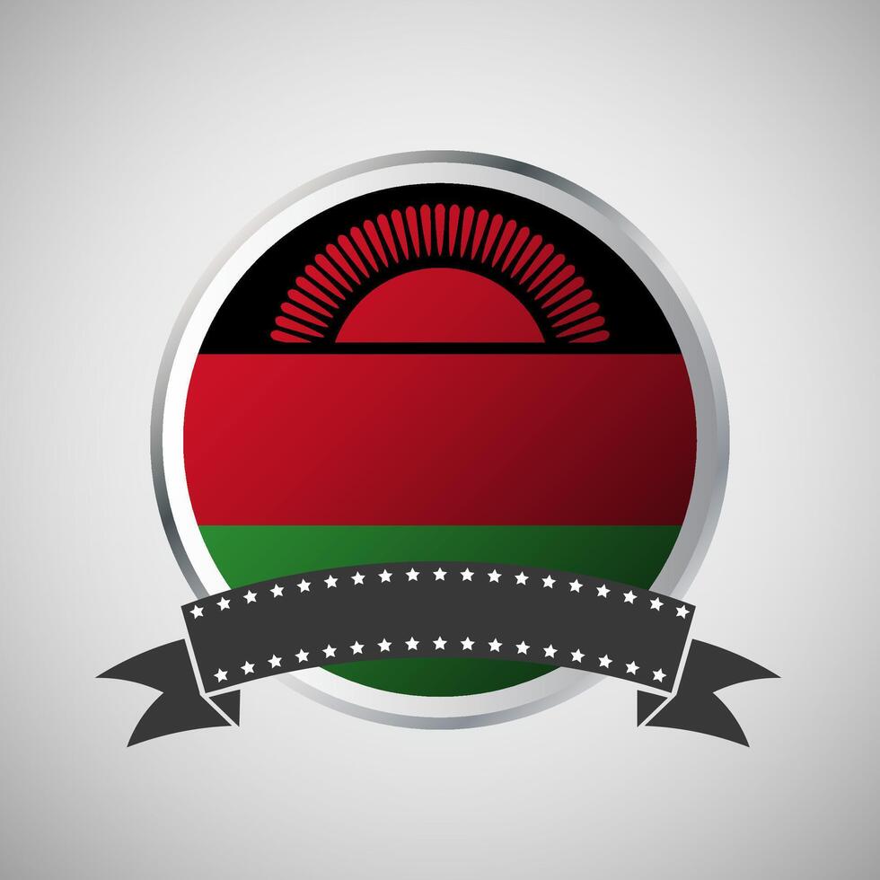 Vector Malawi Round Flag Banner Vector Illustration