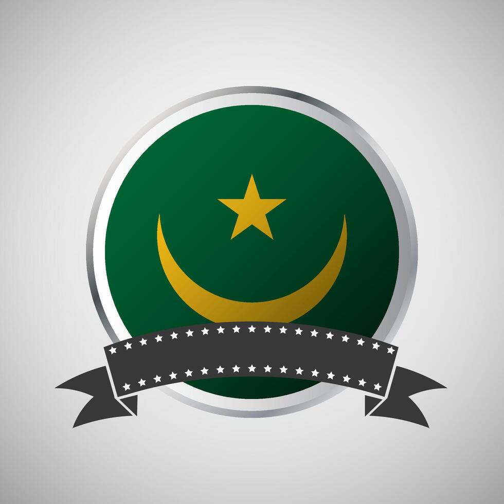 Vector Mauritania Round Flag Banner Vector Illustration