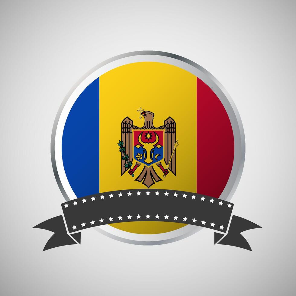 Vector Moldova Round Flag Banner Vector Illustration