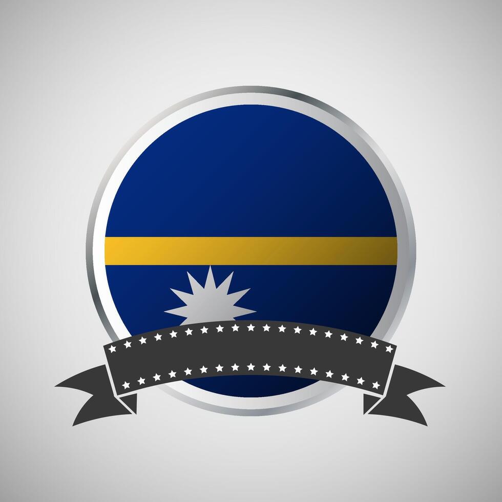 Vector Nauru Round Flag Banner Vector Illustration
