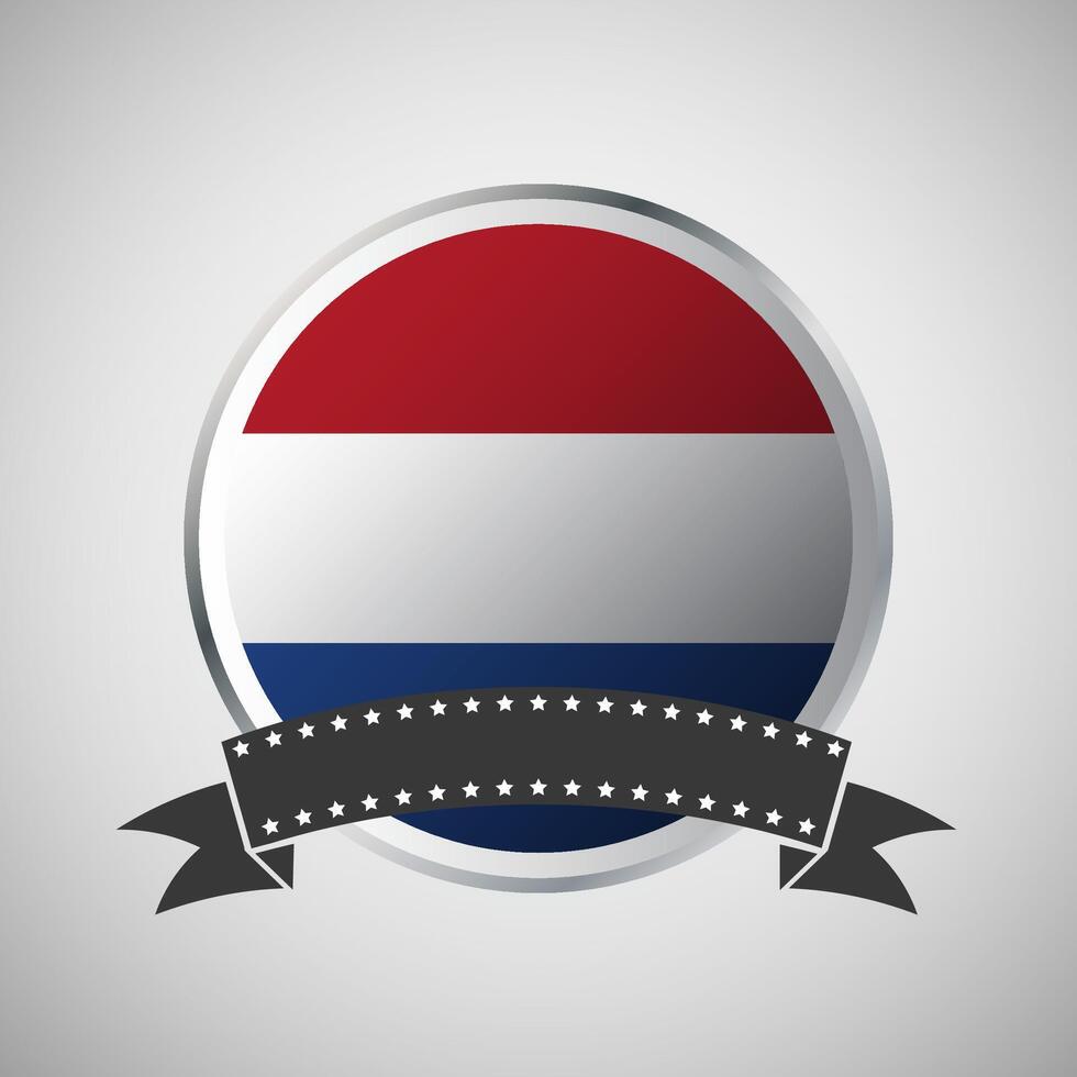 Vector Netherlands Round Flag Banner Vector Illustration