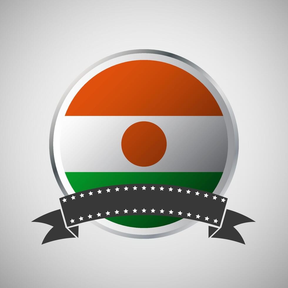 Vector Niger Round Flag Banner Vector Illustration
