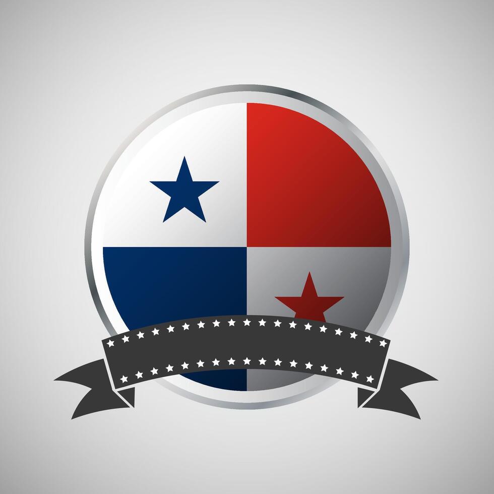 Vector Panama Round Flag Banner Vector Illustration