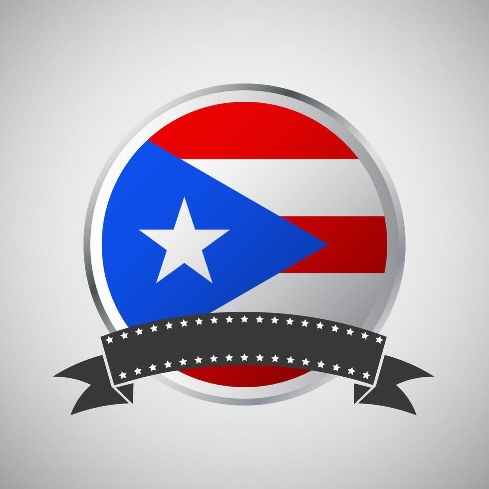 Vector Puerto Rico Round Flag Banner Vector Illustration