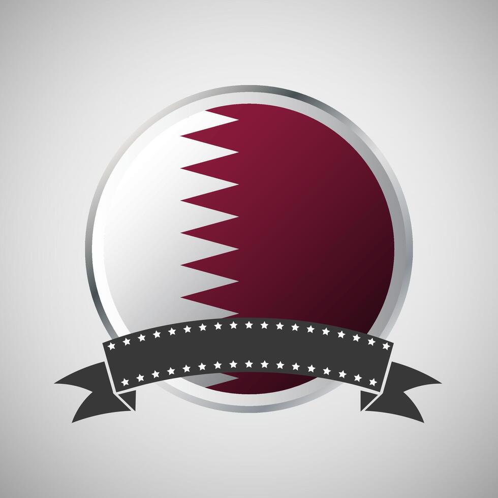 Vector Qatar Round Flag Banner Vector Illustration