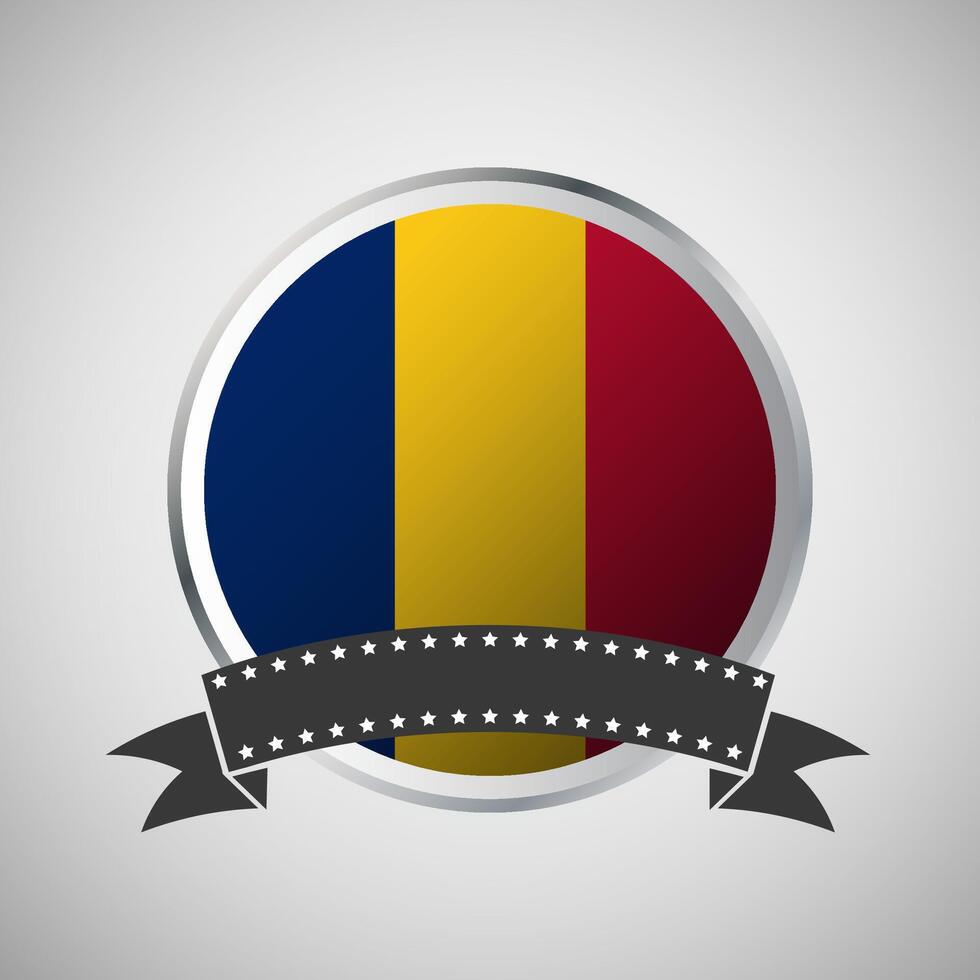 Vector Romania Round Flag Banner Vector Illustration
