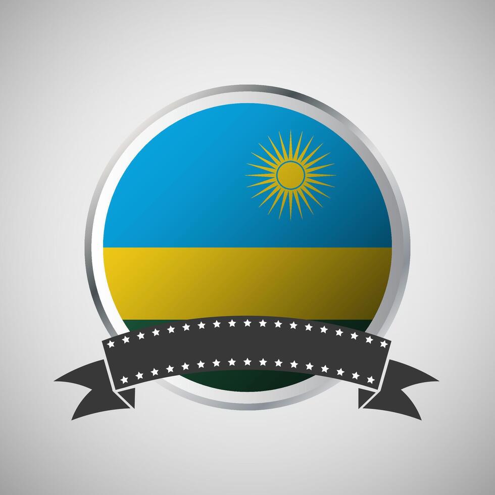 Vector Rwanda Round Flag Banner Vector Illustration