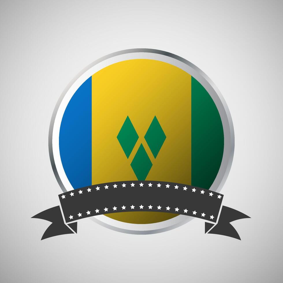Vector Saint Vincent and the Grenadines Round Flag Banner Vector Illustration