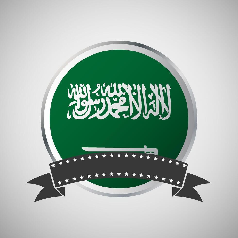Vector Saudi Arabia Round Flag Banner Vector Illustration