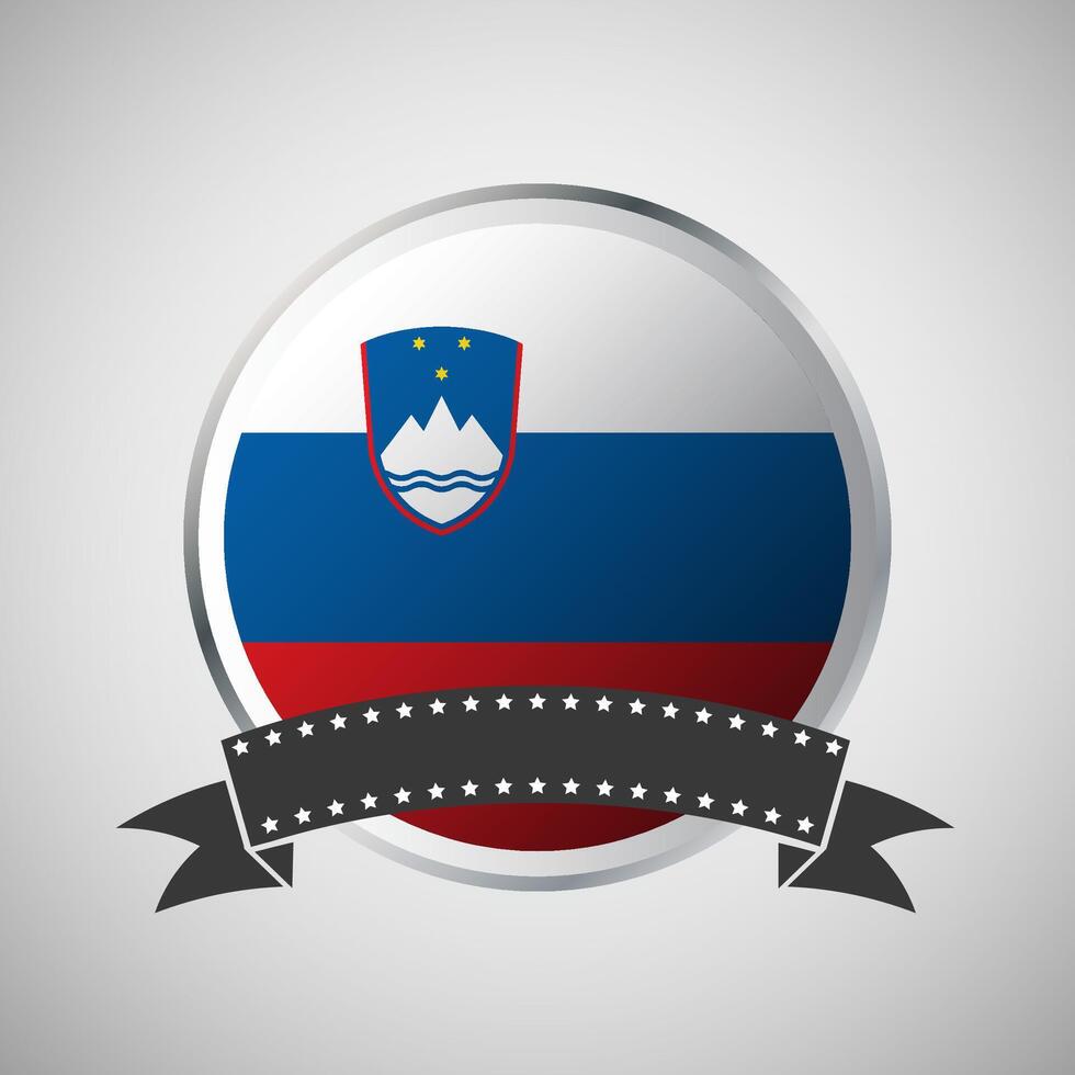 Vector Slovenia Round Flag Banner Vector Illustration