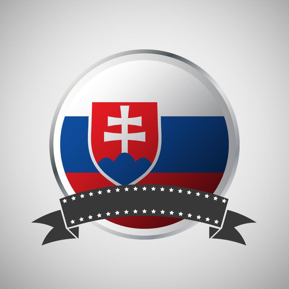 Vector Slovakia Round Flag Banner Vector Illustration