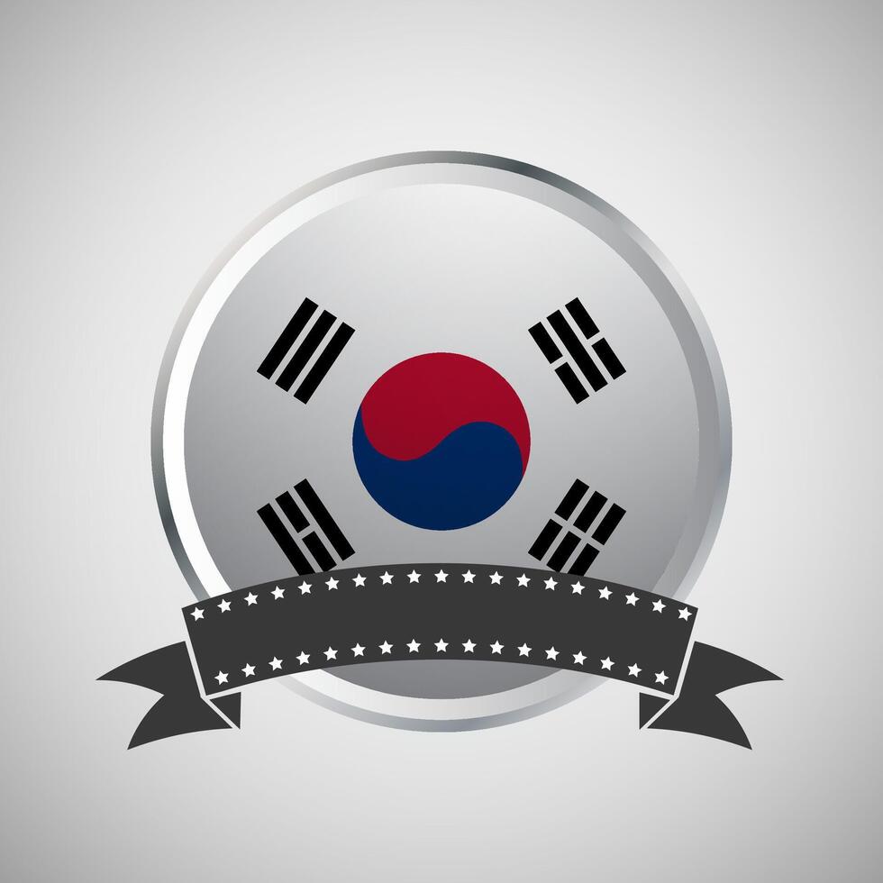 Vector South Korea Round Flag Banner Vector Illustration