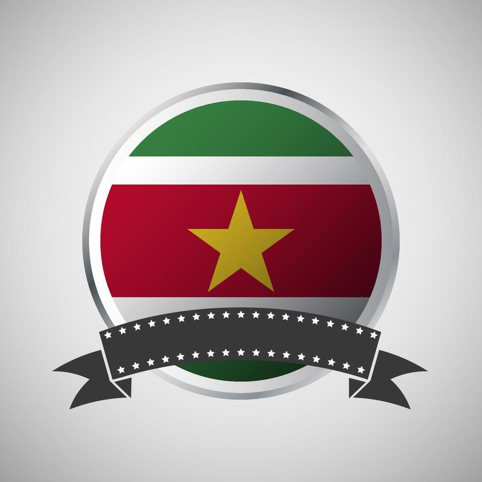 Vector Suriname Round Flag Banner Vector Illustration