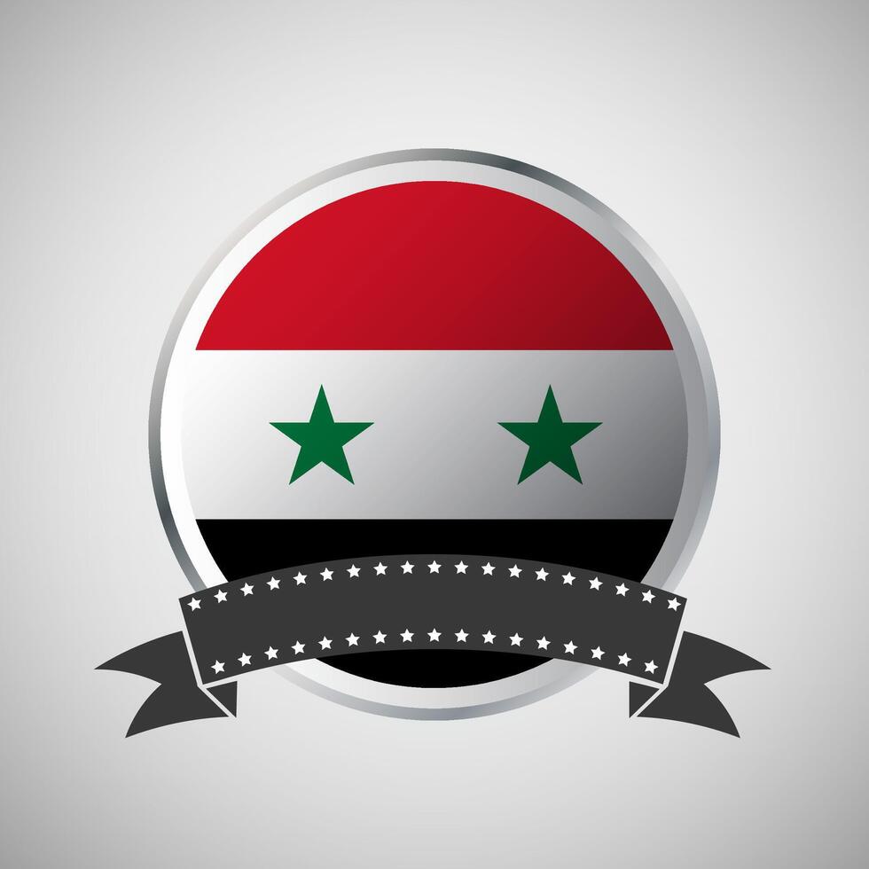 Vector Syria Round Flag Banner Vector Illustration