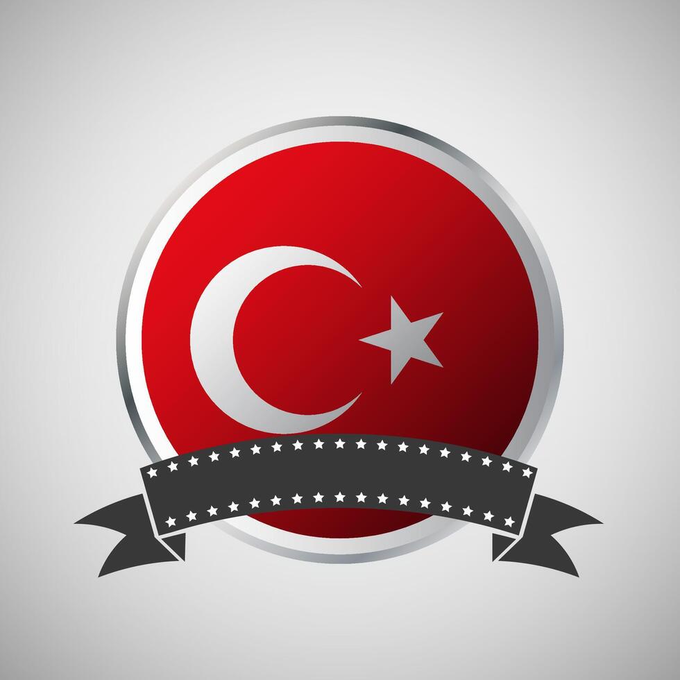 Vector Turkey Round Flag Banner Vector Illustration