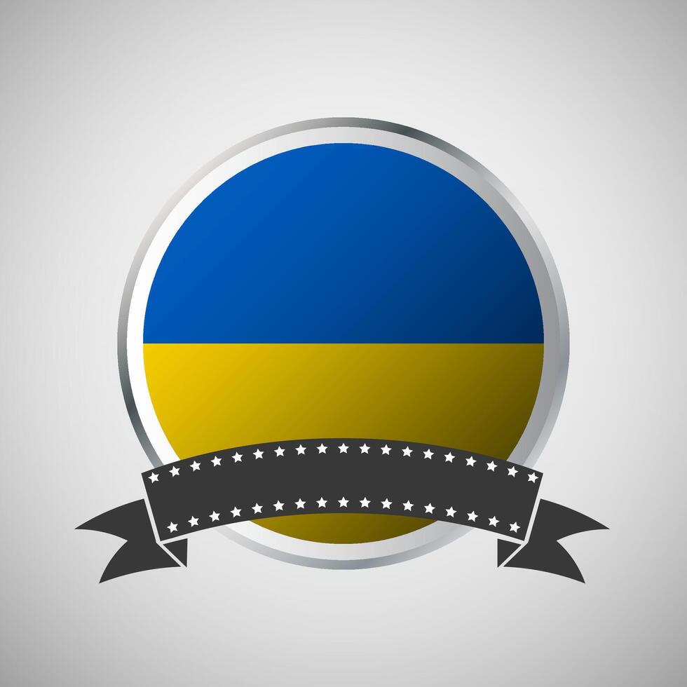 Vector Ukraine Round Flag Banner Vector Illustration