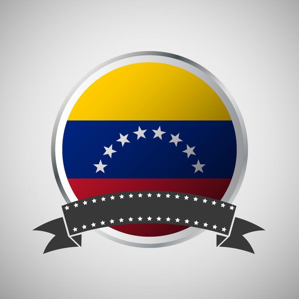 Vector Venezuela Round Flag Banner Vector Illustration