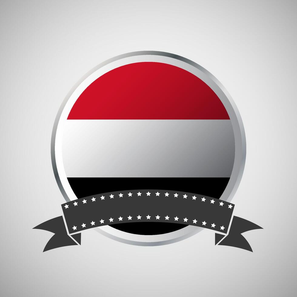 Vector Yemen Round Flag Banner Vector Illustration