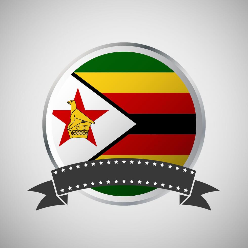 Vector Zimbabwe Round Flag Banner Vector Illustration