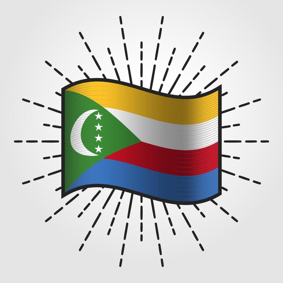 Vintage Comoros National Flag Illustration vector