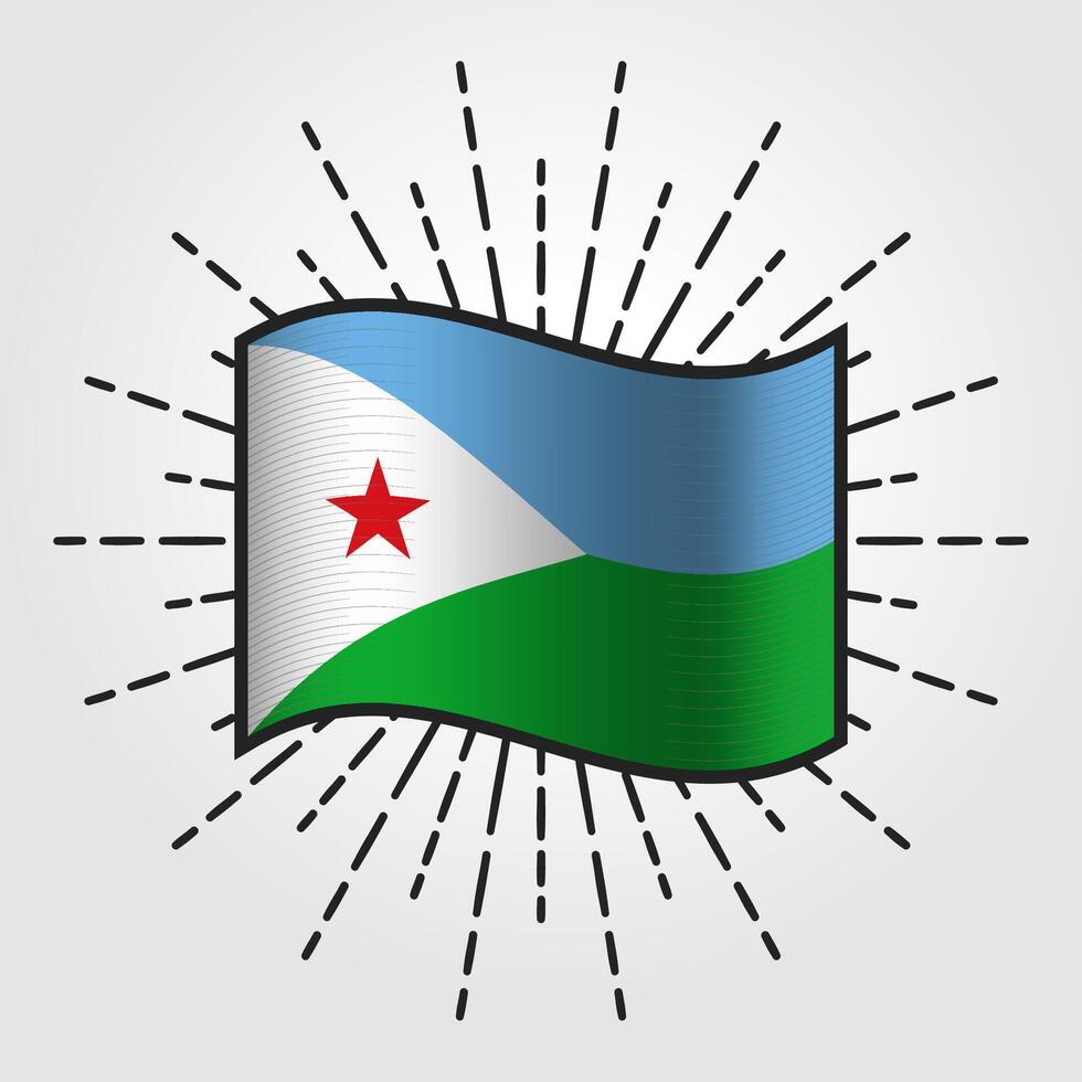 Vintage Djibouti National Flag Illustration vector