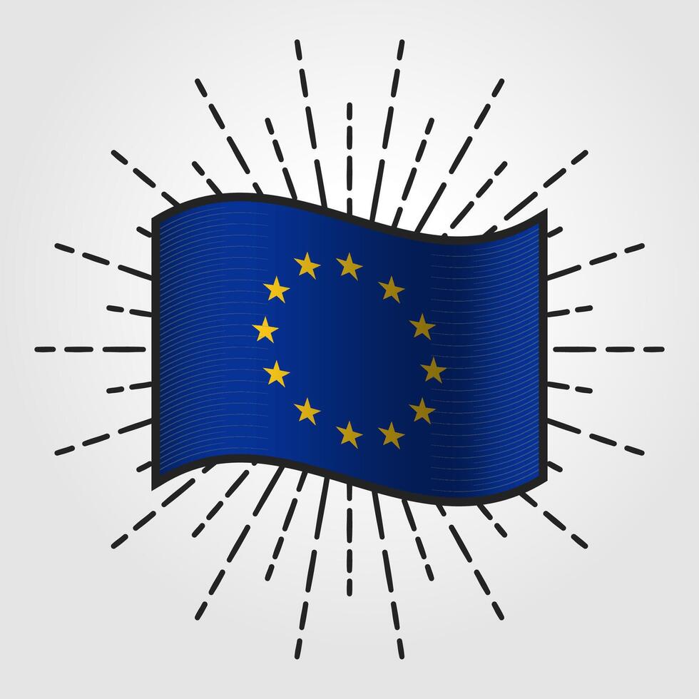 Vintage European Union National Flag Illustration vector