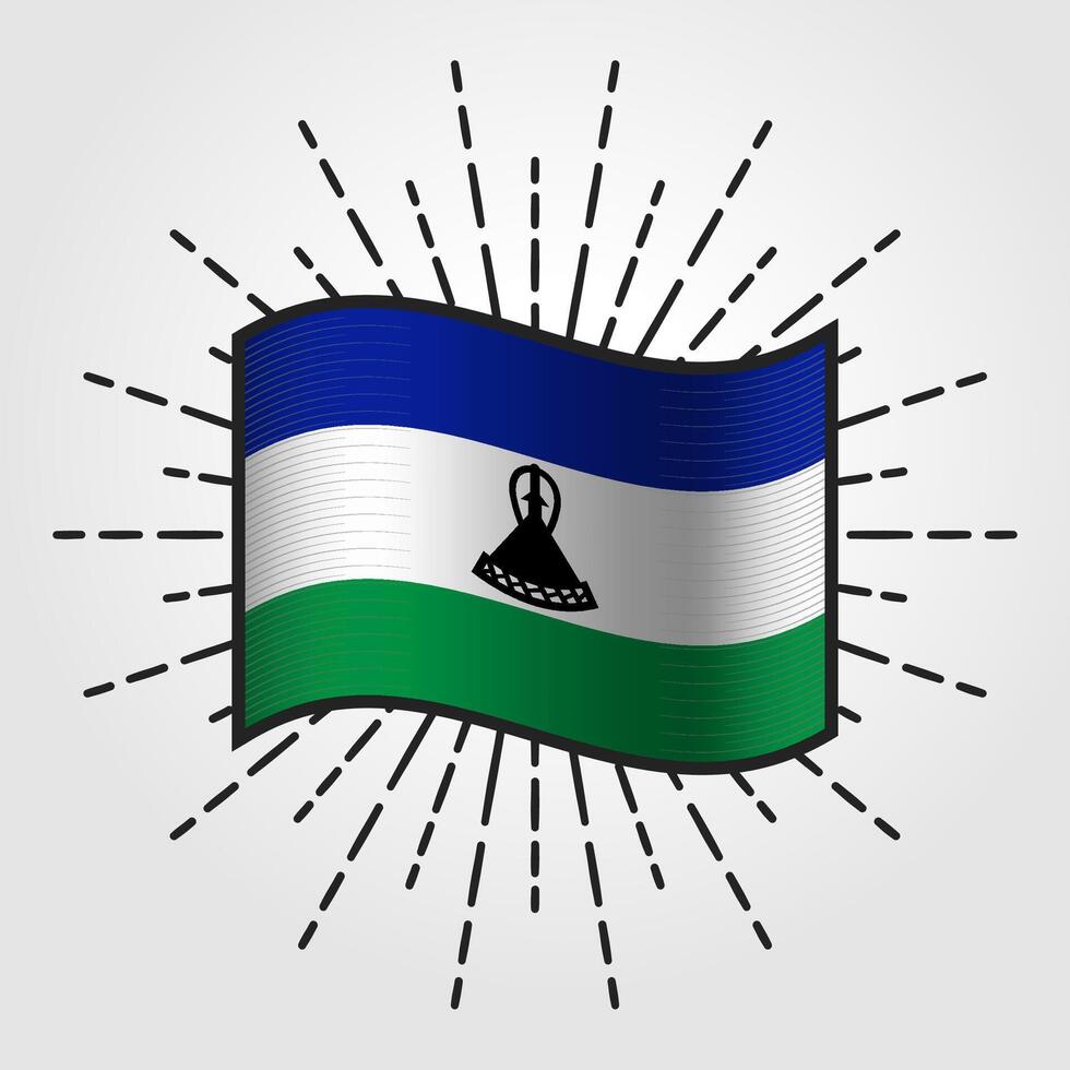 Vintage Lesotho National Flag Illustration vector