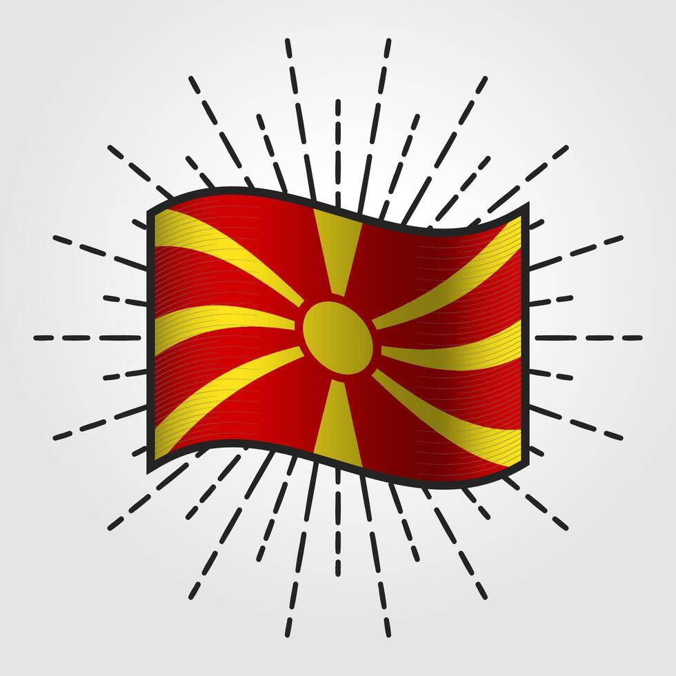 Vintage Macedonia National Flag Illustration vector