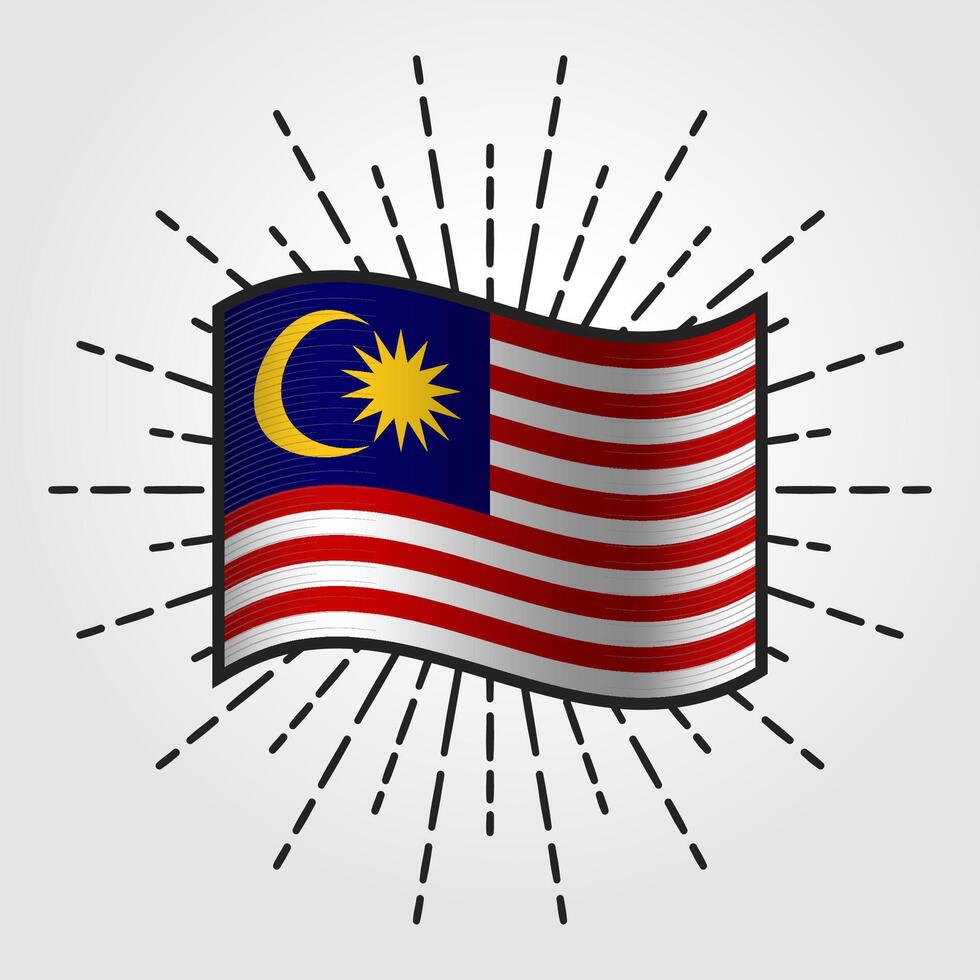 Vintage Malaysia National Flag Illustration vector