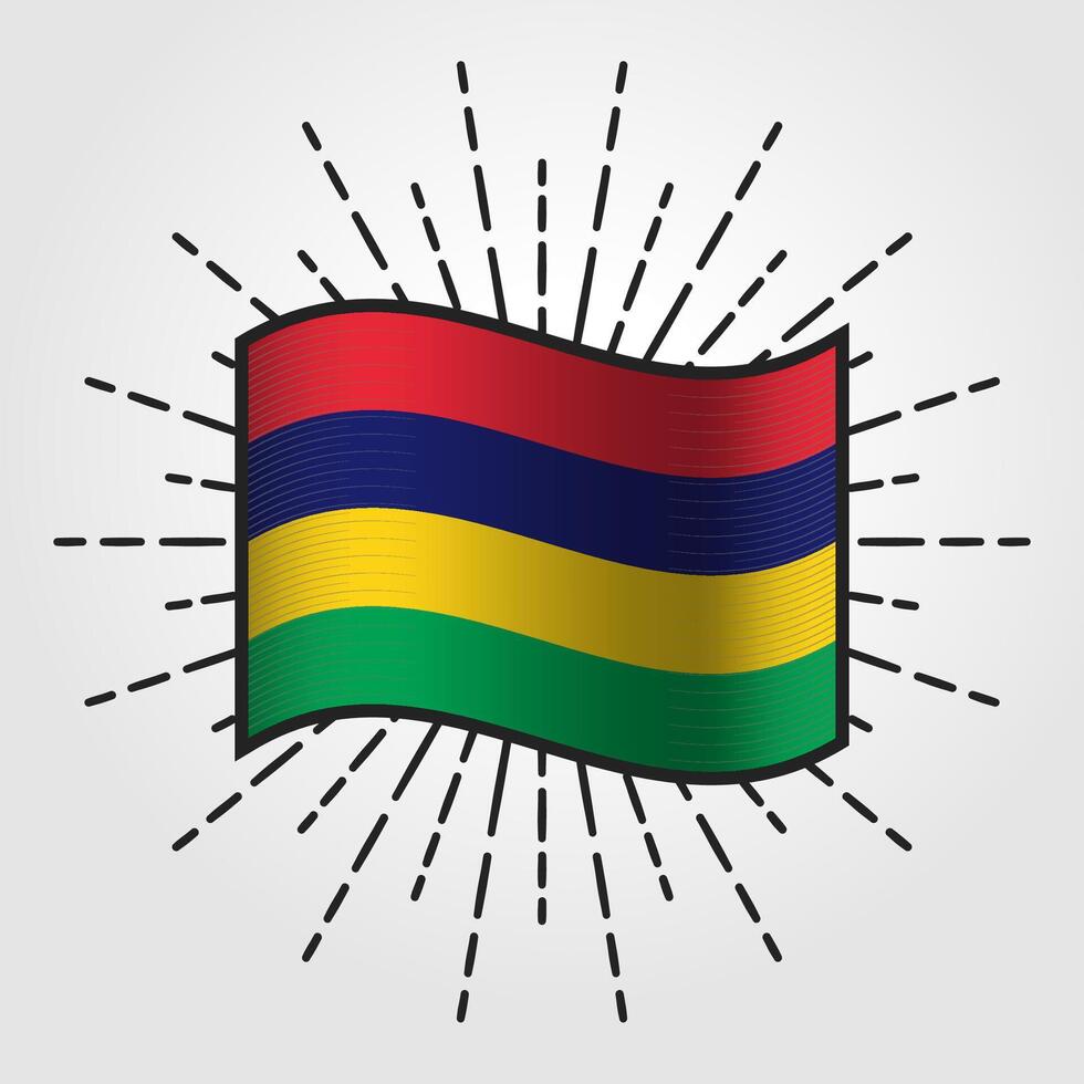 Vintage Mauritius National Flag Illustration vector