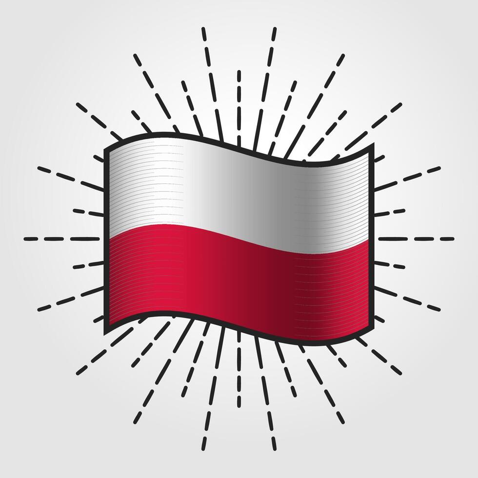 Vintage Poland National Flag Illustration vector