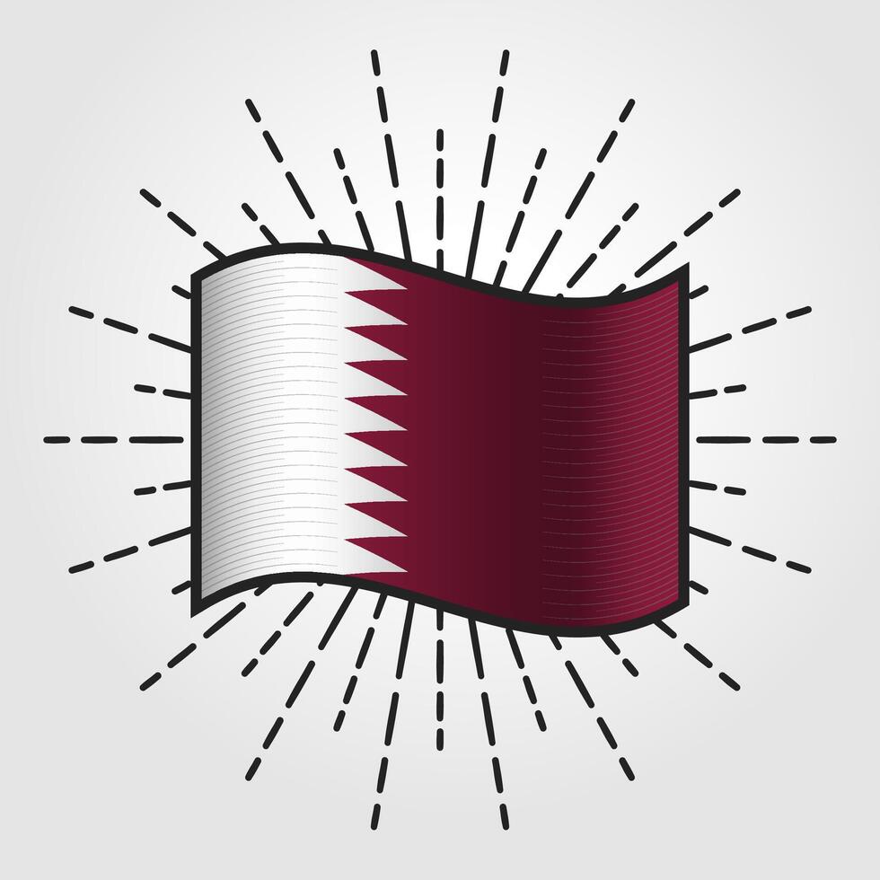 Vintage Qatar National Flag Illustration vector