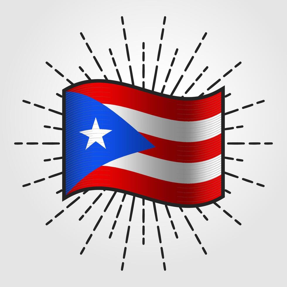 Clásico puerto rico nacional bandera ilustración vector