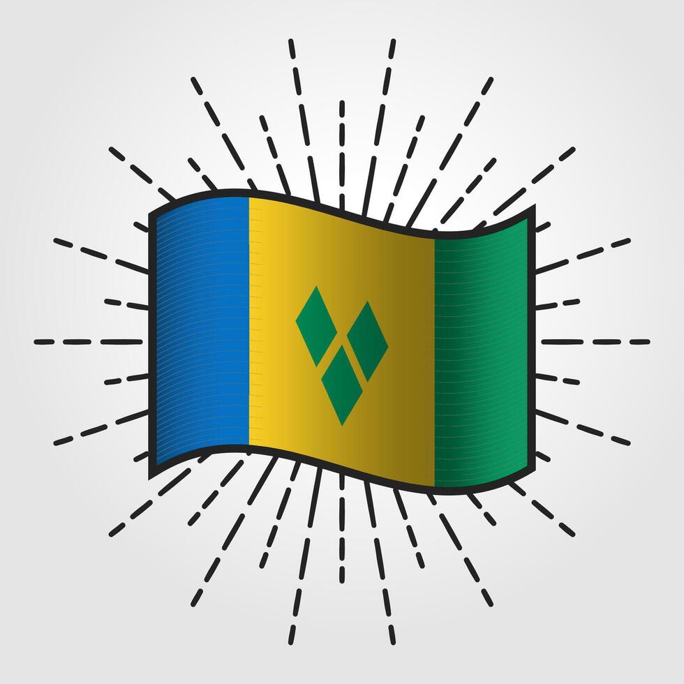Vintage Saint Vincent and the Grenadines National Flag Illustration vector