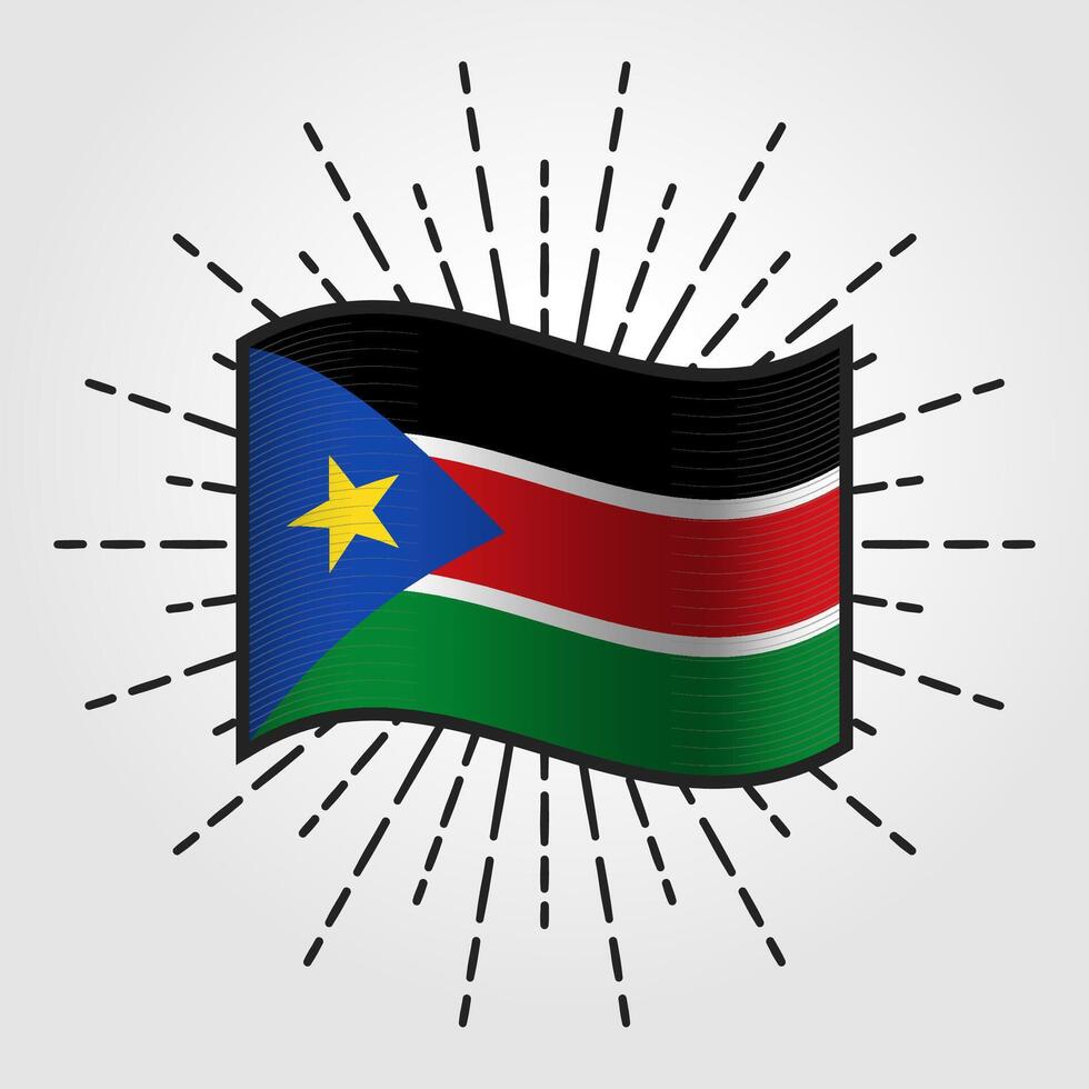 Vintage South Sudan National Flag Illustration vector