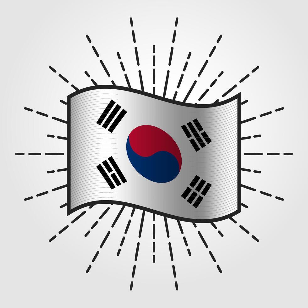 Vintage South Korea National Flag Illustration vector