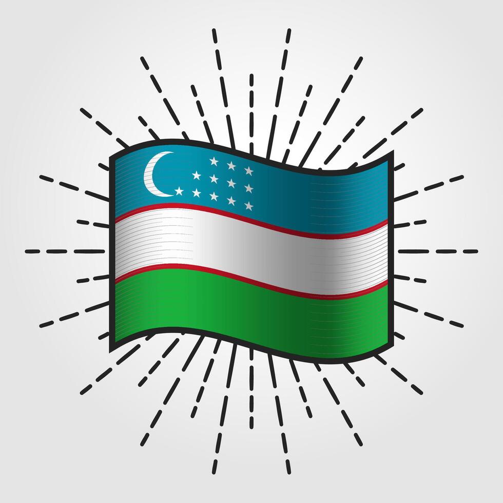 Vintage Uzbekistan National Flag Illustration vector