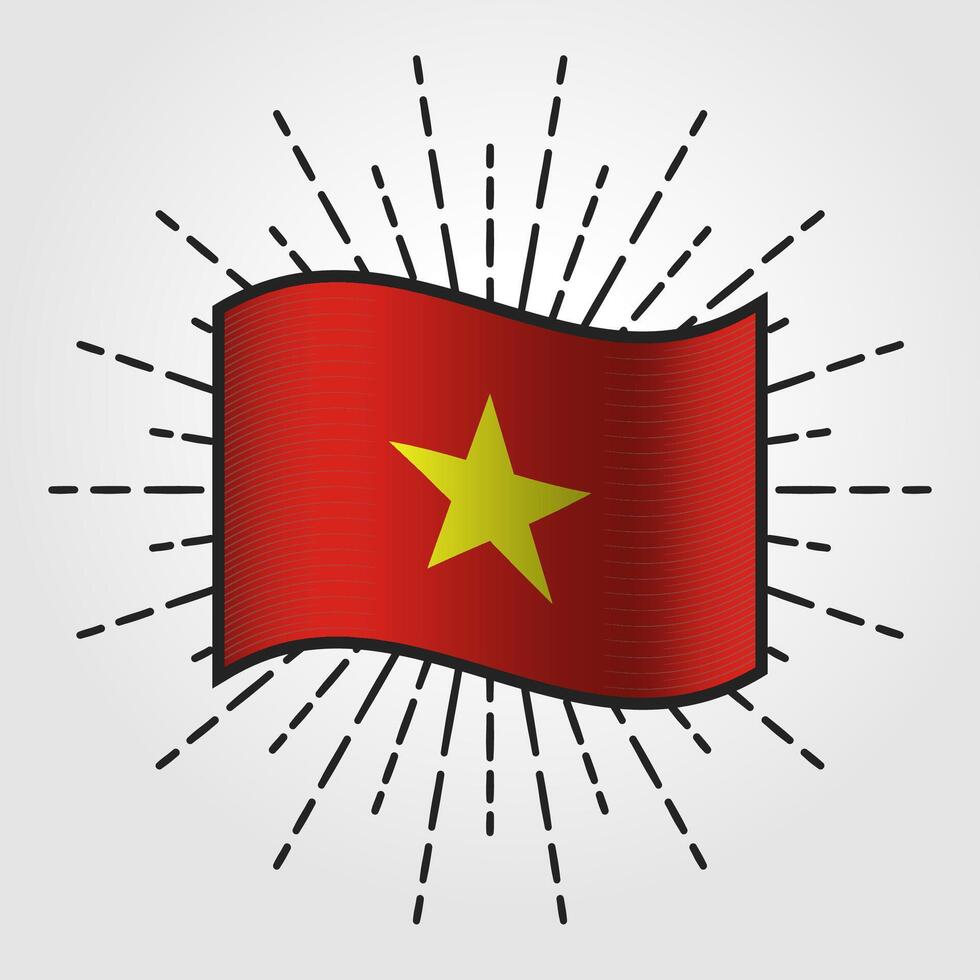 Vintage Vietnam National Flag Illustration vector