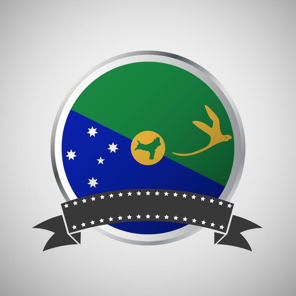 Vector Christmas Island Round Flag Banner Vector Illustration