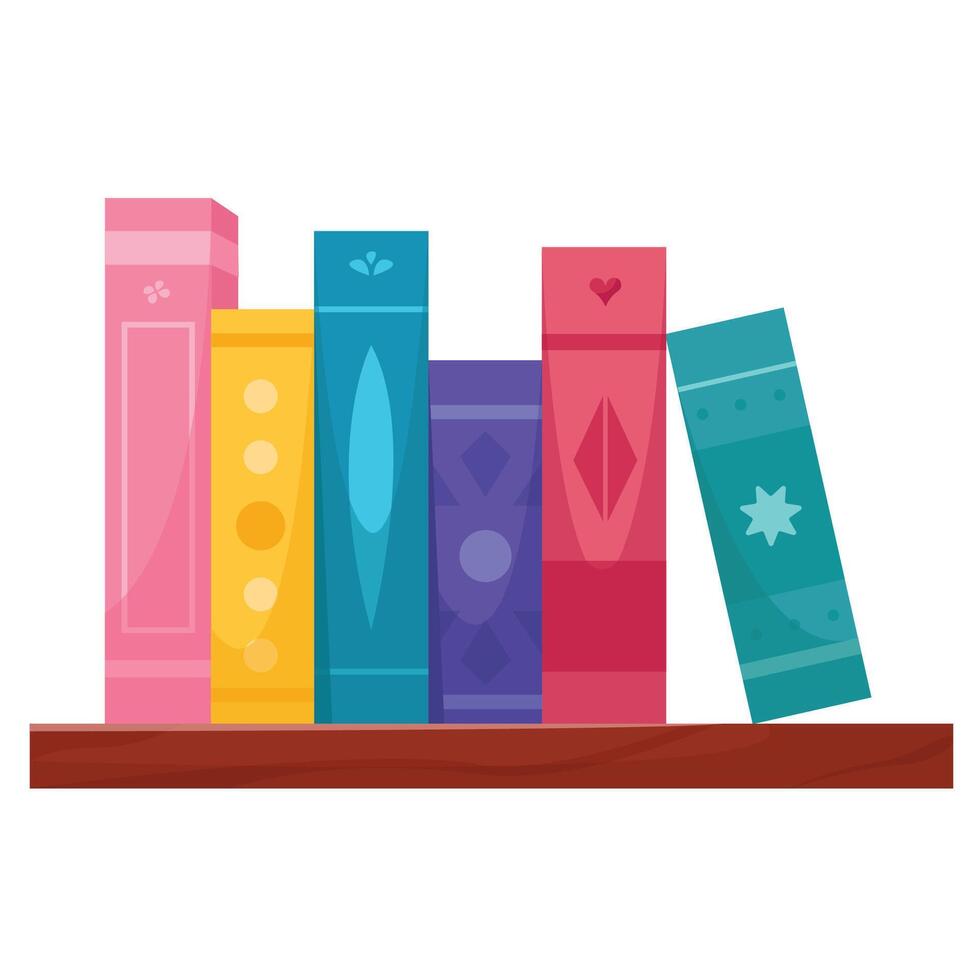 Vector bookshelf with books vector isolated illustration on white background