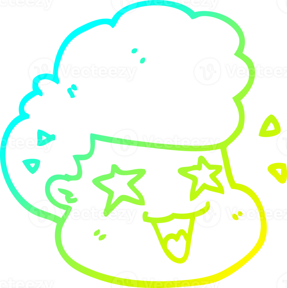 cold gradient line drawing of a cartoon excited boy png