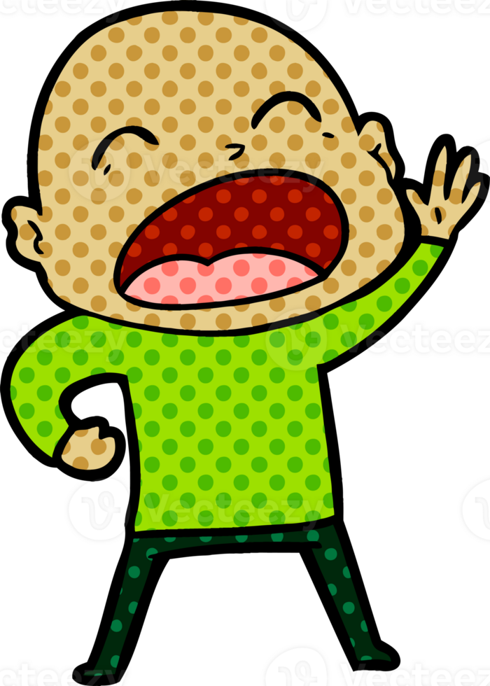 cartoon shouting bald man png